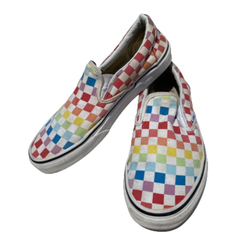 VANS RAINBOW CHECKER SHOES 721278 SIZE 9.5